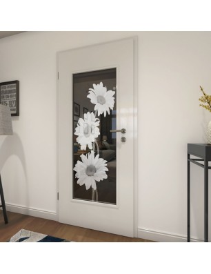 Lichtausschnitt Kamille Gelasert Auf Grauglas