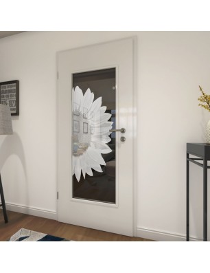 Lichtausschnitt Sonnenblume Gelasert Auf Grauglas