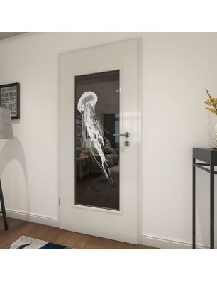 Lichtausschnitt Qualle II Gelasert Auf Grauglas