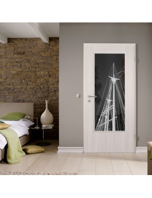 Lichtausschnitt Dreimaster Gelasert Auf Grauglas