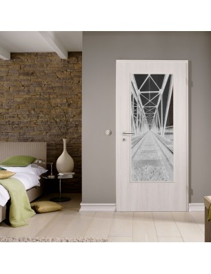 Lichtausschnitt Gleise Gelasert Auf Grauglas