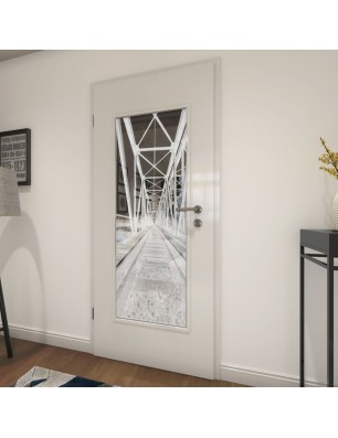 Lichtausschnitt Gleise Gelasert Auf Grauglas