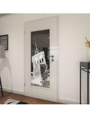 Lichtausschnitt Fischerboot Gelasert Auf Grauglas