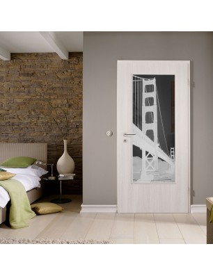 Lichtausschnitt San Fransisco Gelasert Auf Grauglas