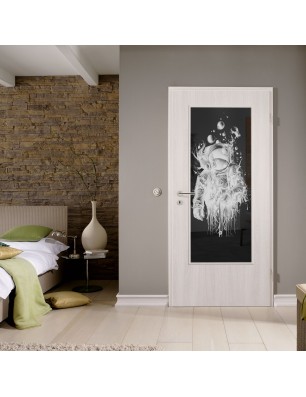 Lichtausschnitt Astronaut Gelasert Auf Grauglas