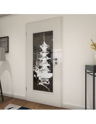 Lichtausschnitt Pagode III Gelasert Auf Grauglas