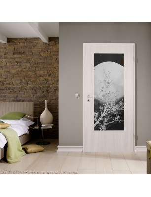 Lichtausschnitt Mond Gelasert Auf Grauglas