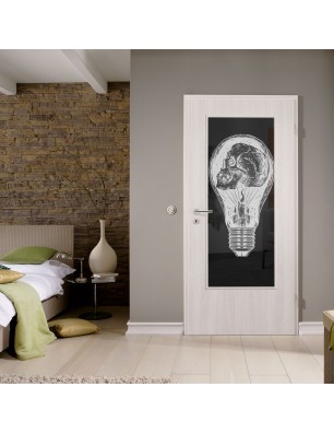 Lichtausschnitt Skull Gelasert Auf Grauglas