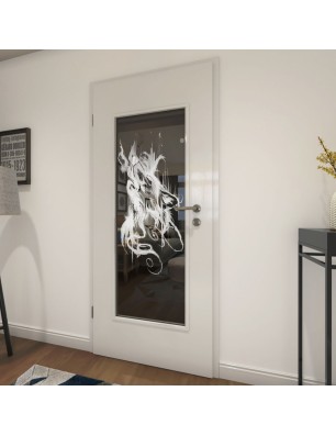 Lichtausschnitt Wolf 3 Gelasert Auf Grauglas