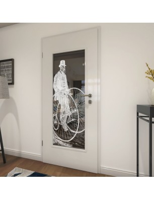 Lichtausschnitt Vintage Bike Gelasert Auf Grauglas