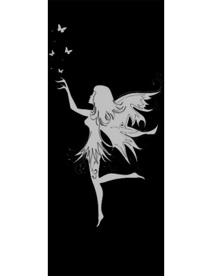 Lichtausschnitt Fee Gelasert Auf Grauglas