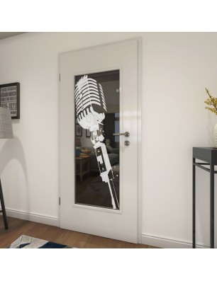 Lichtausschnitt Mikrofon Gelasert Auf Grauglas