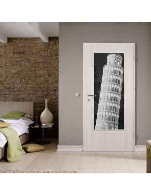 Lichtausschnitt Pisa Gelasert Auf Grauglas