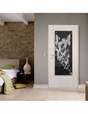 Lichtausschnitt Schmetterlinge II Gelasert Auf Grauglas