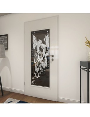 Lichtausschnitt Schmetterlinge II Gelasert Auf Grauglas