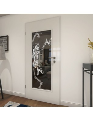 Lichtausschnitt Skelett Gelasert Auf Grauglas