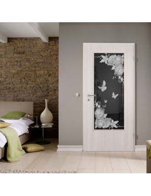 Lichtausschnitt Blume 5 Gelasert Auf Grauglas