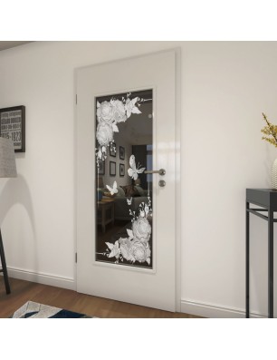 Lichtausschnitt Blume 5 Gelasert Auf Grauglas