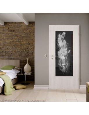 Lichtausschnitt Blume 6 Gelasert Auf Grauglas