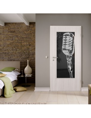 Lichtausschnitt Mikrofon II Gelasert Auf Grauglas