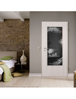 Lichtausschnitt Herbst Gelasert Auf Grauglas