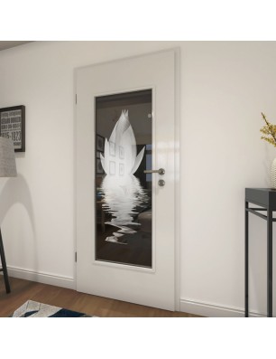 Lichtausschnitt Lotus Gelasert Auf Grauglas