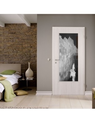 Lichtausschnitt Gondel Gelasert Auf Grauglas