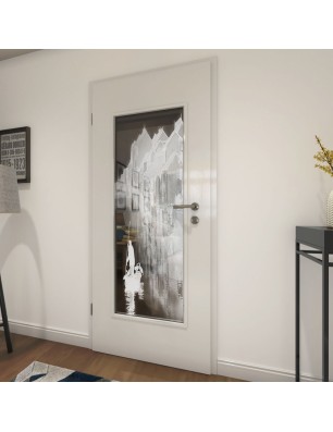 Lichtausschnitt Gondel Gelasert Auf Grauglas