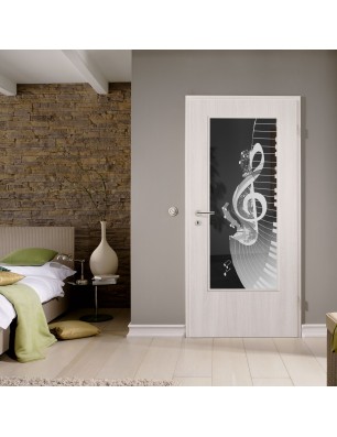 Lichtausschnitt Piano Gelasert Auf Grauglas