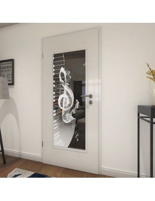 Lichtausschnitt Piano Gelasert Auf Grauglas