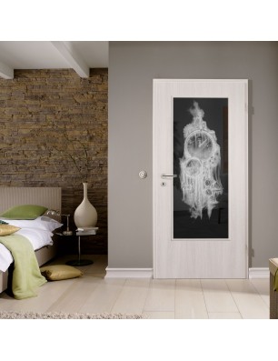 Lichtausschnitt Uhr Gelasert Auf Grauglas