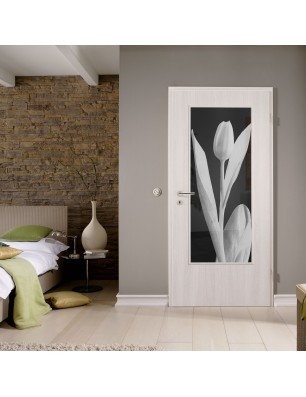 Lichtausschnitt Tulpe Gelasert Auf Grauglas