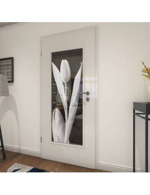 Lichtausschnitt Tulpe Gelasert Auf Grauglas