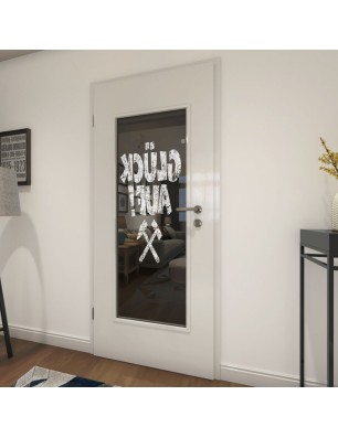 Lichtausschnitt Glück Auf Gelasert Auf Grauglas