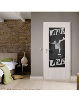 Lichtausschnitt No pain No Gain Gelasert Auf Grauglas