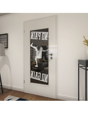 Lichtausschnitt No pain No Gain Gelasert Auf Grauglas