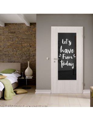 Lichtausschnitt Lets have fun Gelasert Auf Grauglas