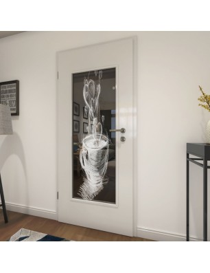 Lichtausschnitt Kaffee Gelasert Auf Grauglas