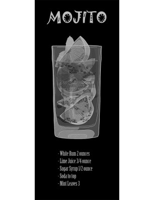 Lichtausschnitt Mojito Gelasert Auf Grauglas