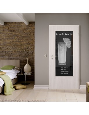 Lichtausschnitt Tequila Sunrise Gelasert Auf Grauglas