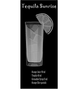 Lichtausschnitt Tequila Sunrise Gelasert Auf Grauglas