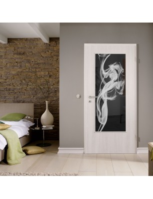 Lichtausschnitt Rauch Gelasert Auf Grauglas