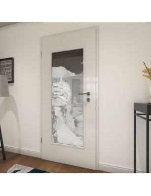 Lichtausschnitt Mediteranes Dorf Gelasert Auf Grauglas