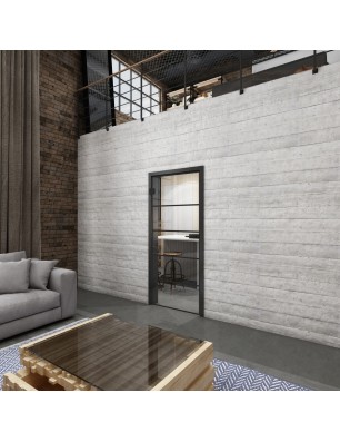 Ganzglastür Loft Schwarzlack 01 Auf Klarglas