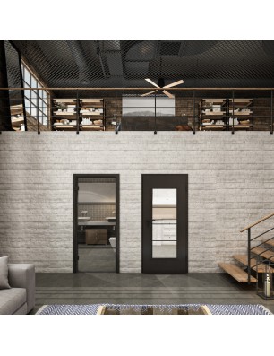 Ganzglastür Loft Schwarzlack 02 Auf Klarglas