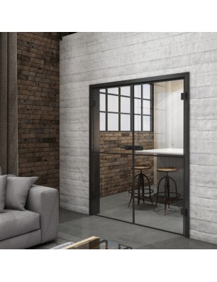 Ganzglastür Loft Schwarzlack 04 Auf Klarglas