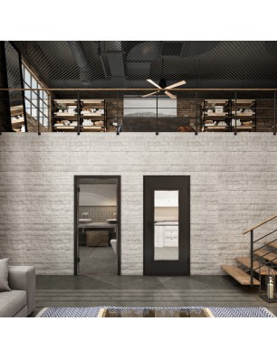 Ganzglastür Loft Rosteisen Genietet 04 Auf Klarglas