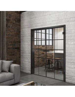 Ganzglastür Loft Schwarzlack 05 Auf Klarglas