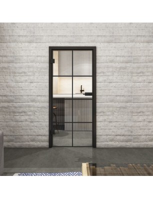 Ganzglastür Loft Schwarzlack 06 Auf Klarglas