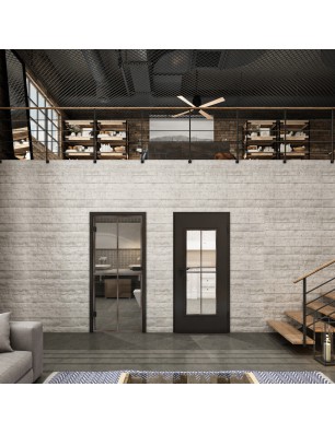 Ganzglastür Loft Rosteisen Genietet 08 Auf Klarglas